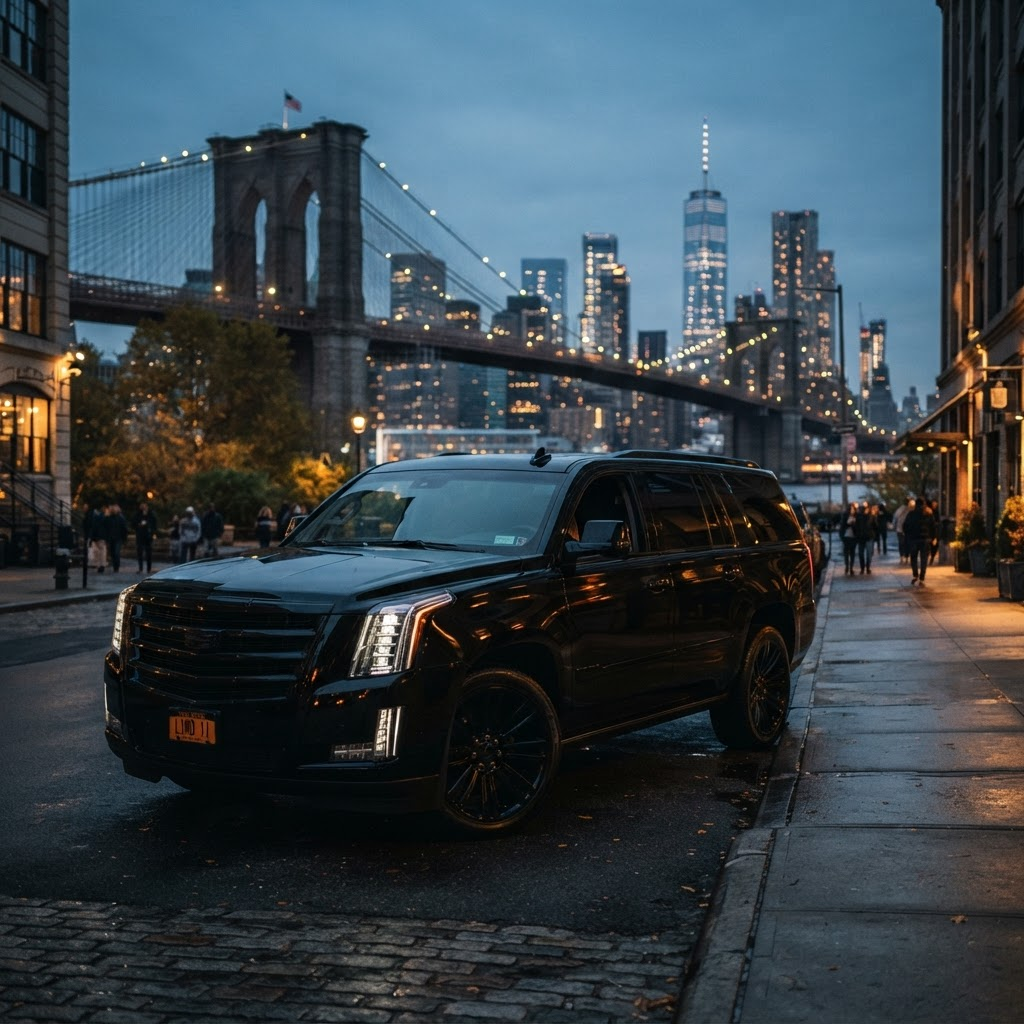 Blacked-out Cadillac Escalade luxury car service in Brooklyn, NY