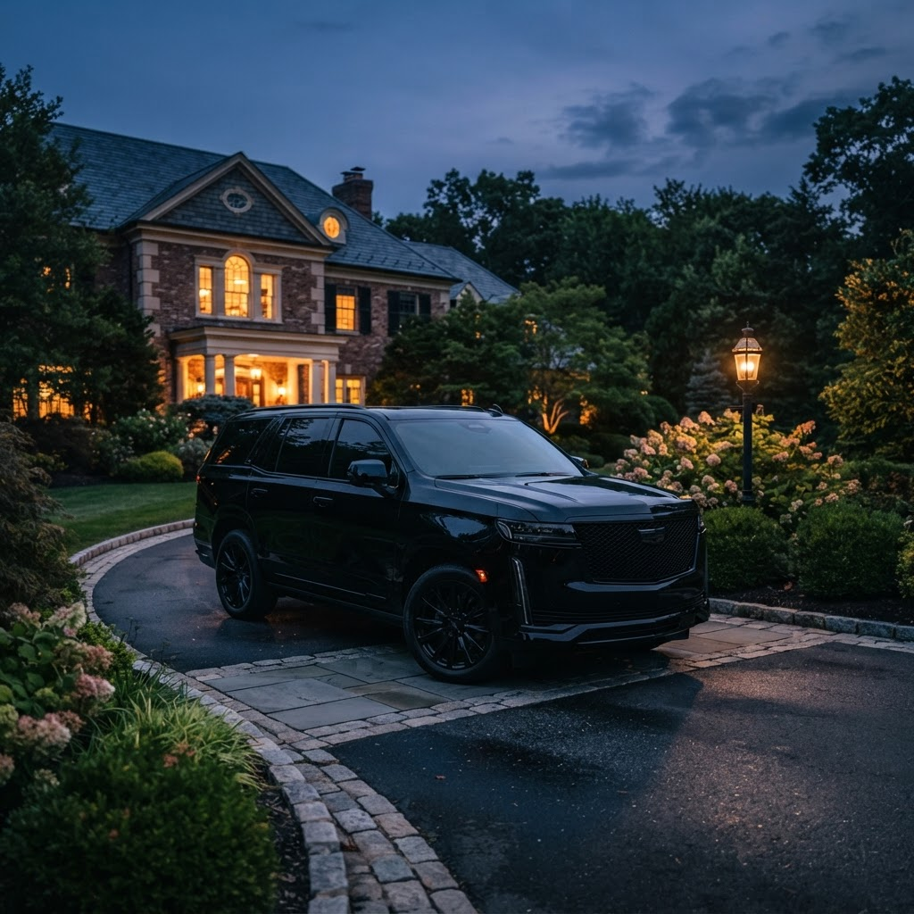 Blacked-out Cadillac Escalade luxury car service in Nassau County, NY